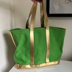 Lauren Ralph Lauren Green and Gold Summer Canvas Tote Photo 0