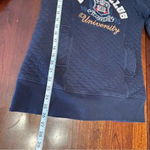 E.Land Club Quilted Logo Hoodie Women XS Varsity Long Sleeve Preppy Navy Blue. Blue Photo 12
