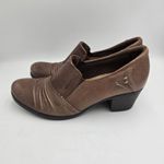 Earth Origins Women Loafers Leather Brown SlipOn Size 9 M Derby Shoes Block Heel Photo 2