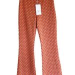 ZARA NWT  HIGH RISE FLARED JACQUARD PANTS ORANGE MULTI LARGE Photo 6