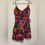 & Other Stories & Other Stories Abstract Print Colorful Strappy Wrap Mini V-Neck Dress Size 8 Photo 2