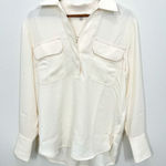 Madewell Women's Size Medium Contrast-Stitch Popover Shirt Cream Classic Preppy Photo 0