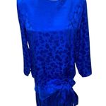 Vintage 80’s blue floral silk drop waist Pat Argenti giant bow tie pleated dress Size 8 Photo 1