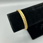 Vintage Gold Tone Herringbone Chain Bracelet | Chunky Retro Statement Photo 10