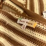 NEW Hazel Moon Brown & Cream Knit Design Crop Top Shirt Women’s Size Medium Fit! Tan Photo 3