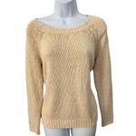 Vince . Light Tan Beige Knit Texture Boat Neck Long Sleeve Pullover Sweater Small Photo 2