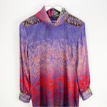 Etcetera  Silk High Neck Multi Color Abstract Print Dress Long Sleeve Size 12 Photo 1