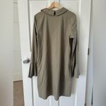 Bobeau Shift Midi Dress Olive Green Pullover Bell Sleeves Cotton Size L Photo 1