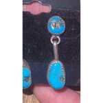 4 Stone Blue Kingman Turquoise earrings sterling silver Navajo Photo 4
