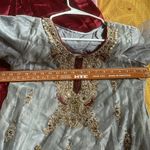 Handmade Beaded Embroidered Dress Pakistani Indian Bollywood Wear Party wear 3pc Gray Photo 6