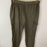 Nicole Miller  New York Linen  blend Green Cargo cropped pants Size large Photo 4