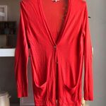 Gap  Coral Red Lightweight Long V Neck Cardigan Size Small Photo 0