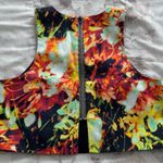 Black Halo Anthropologie Colorful Abstract Crop Top, size 2 zipper back lined Photo 8