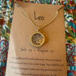 Leo Zodiac Necklace Gold Tone Pendant Glitter Disc Horoscope Jewelry Gift Photo 0