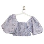 EXPRESS New  Floral Puff Sleeve Ruched Cropped Top in pale lavender size M Photo 2