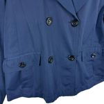 Lands' End Navy Blue Double Breasted Collared Lightweight Rain Jacket Size M Photo 2