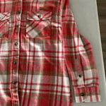 Simply Southern Pink/White/Beige Flannel Shirt Photo 2