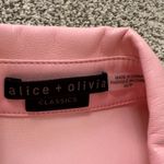 Alice + Olivia  light pink faux leather short sleeve button front top size XS Photo 5