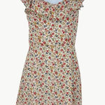 Reformation  Women's Paris Floral Ruffle Mini Dress | Sz 6 | Cream/Pink/Blue Photo 0