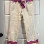 Vintage Too She She white Jeans with belt 6 Purple Photo 0