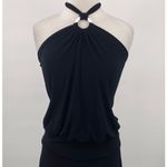 Vintage Y2k Halter O Ring Maxi Dress Blouson Bodice Stretch Knit Black Womens M Size M Photo 4