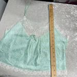 Vintage Mint Green Lace Cami Top nylon blend floral made in USA lingerie Size L Photo 9