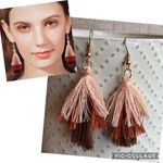 NEW! BOHO Earth Color 3 Layer Tassel Earrings Fringe Gold Dangle Fish Hooks Photo 1