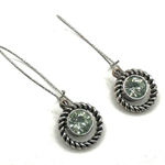 Silver tone green crystal dangling earrings Photo 0
