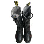 Dr. Martens  Women’s Size 6 Black Leather Vonda Floral Rose 14 Eye Zip Tall Boots Photo 2