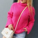 Free People Mock Neck Bell Sleeve Sweater Hot Pink XL Photo 8