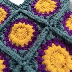 Handcrafted Crochet Teal Purple and Yellow Shoulder Bag Boho Granny Square Photo 7