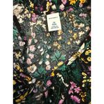 Old Navy EUC  Floral Blouse Black Background w/ Neck Tie 2X Photo 4