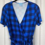 Draper James Blue Plaid Faux Wrap Mini Dress Sz.M Photo 4