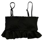 Cupshe Black Seersucker Ruffle Cropped Bandeau Bikini Top Swim Separates Size L Photo 0