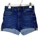 Miami High Rise Cuffed Hem Denim Jean Shorts Junior's Size 5 Blue Hi Waisted Photo 0