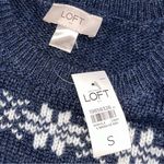 Loft NEW Navy Blue Ski Print Snowflake Crewneck Sweater size Small Photo 3
