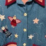 Vintage Casey Coleman Denim Embroidery Angels Lined Shacket M/L Corduroy Pockets Blue Size M Photo 2