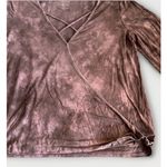 American Eagle  Soft Sexy Tie Dye Faux Wrap Purple Surplice Long Sleeve Medium Photo 3