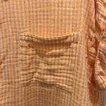 Old Navy Women's Orange Gingham Cap Sleeve Button Up Shirt Size Large Beachy Photo 2