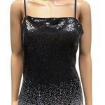 Iris Black Silver Sequin Spaghetti Strap Fully Lined Zip Back Mini Dress Large Photo 2