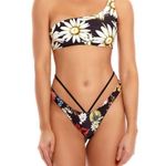 Agua Bendita ππ Roma Moss Bikini Top ~ Black Floral Print XL NWT Photo 5