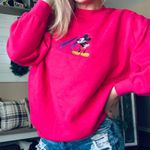 Vintage bright pink Mickey Mouse pullover crewneck sweatshirt Size L Photo 0