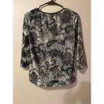 Sami & Jo  Flocked Blouse 3/4 Sleeve Black And White Corset Look Size Small Photo 6