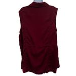 Cato  Drawstring Utility Cargo Military Inspired Vest Burgundy Maroon Red Button Photo 2