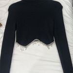 SheIn Rhinestone Fringe Turtle Neck Sweater Top Photo 0