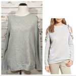 Caslon Ruffle Trim Cold Shoulder Sweatshirt - Gray - Small Photo 1
