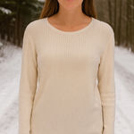 Bogner Women's Cream Viscose Silk Knit Round Neck Sweater‎ 10 Ski Minimal Preppy Photo 0
