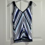 White House | Black Market Geo Stripe Tank Top XS Blue Black White Chevron Cami Photo 1