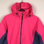 Lands' End Lands’ End Women’s Waterproof Hot Pink Gray Hooded Zip-Up Jacket Photo 1