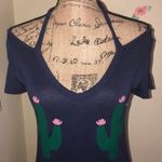 Alya Navy Cactus Cold Shoulder T-Shirt Size XS Photo 3